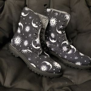 Moon and stars combat boots